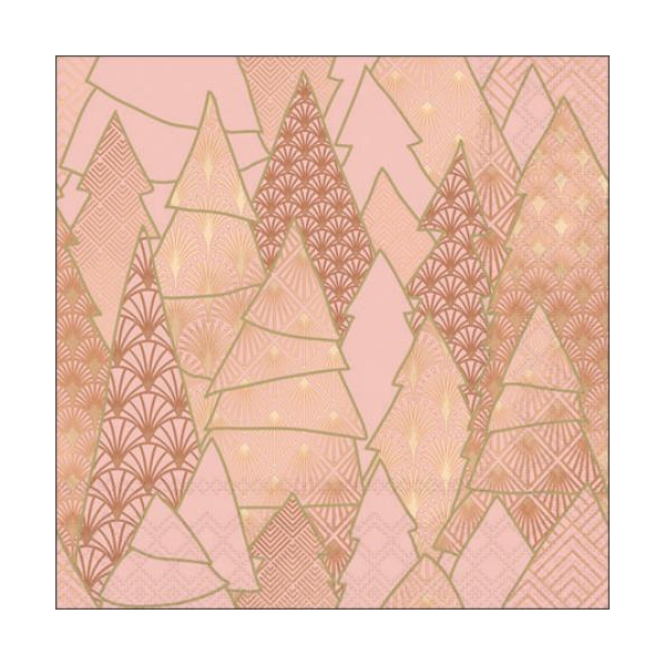 A Weihnachten Cocktail Servietten 25 x 25 cm 3-lagig 15 Servietten Luxury Trees Rose Luxusbäume rose