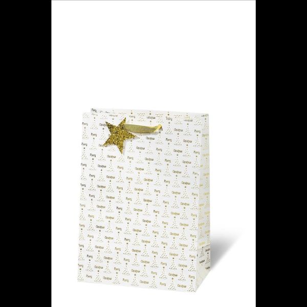 Weihnachten Geschenktüte Tasche A4 Format  Gold Weiß Stern