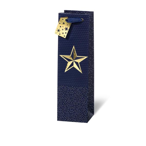 Weihnachten Geschenktüte Tasche Flasche  Gold Stern