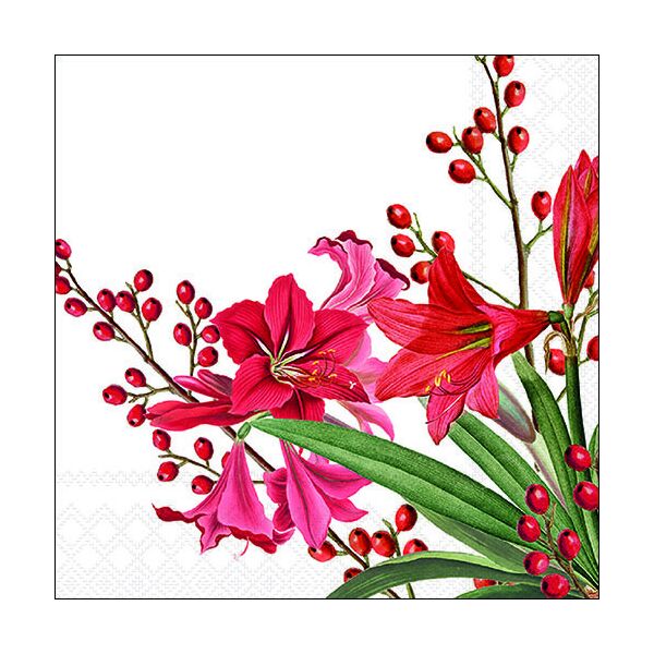 A Weihnachten Servietten Format: 33 x 33 cm 3-lagig 20 Servietten Christmas Bouquet White Weihnachtsstrauß