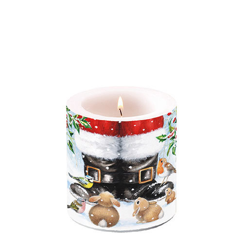 Weihnachten – Kerze klein – Candle small – Format: Ø 7,5 cm x 9 cm – Brenndauer: 35 Std. - 1 Kerze pro Packung – Looking Up To Santa