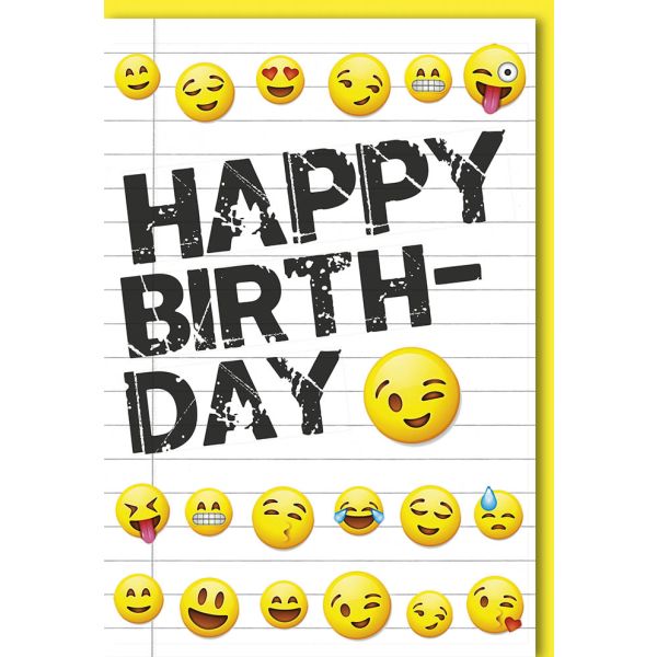 Geburtstag WhatsApp Smile-Symbole Doppelkarte mit Umschlag Happy Birthday
