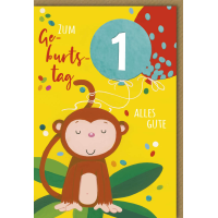 1. Geburtstag Glückwunschkarte mit Umschlag Affe auf...