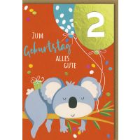 2. Geburtstag Glückwunschkarte mit Umschlag Panda...