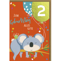 2. Geburtstag Glückwunschkarte mit Umschlag Panda...