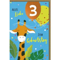 3. Geburtstag Glückwunschkarte mit Umschlag Giraffe...