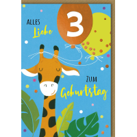 3. Geburtstag Glückwunschkarte mit Umschlag Giraffe...