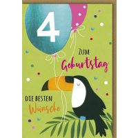 4. Geburtstag Glückwunschkarte mit Umschlag Vogel...