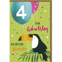 4. Geburtstag Glückwunschkarte mit Umschlag Vogel...