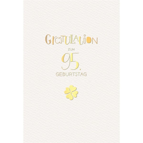 95. Geburtstag - Glückwunschkarte - Schriftkarte - mit Goldfolie