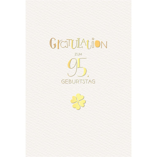 95. Geburtstag Glückwunschkarte Schriftkarte mit Goldfolie