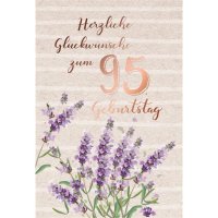 95. Geburtstag - Karte mit Umschlag - Lavendel - mit...
