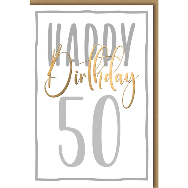 50. Geburtstag Glückwunschkarte mit Umschlag Happy Birthday