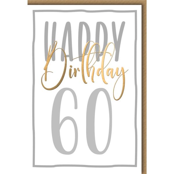 A 60. Geburtstag Glückwunschkarte mit Umschlag Happy Birthday