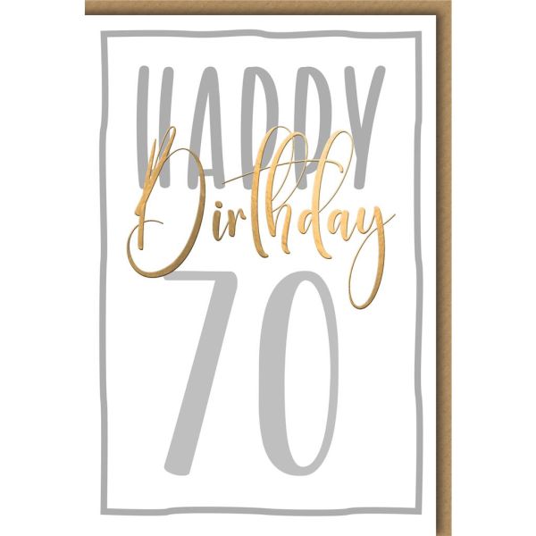 70. Geburtstag Glückwunschkarte mit Umschlag Happy Birthday