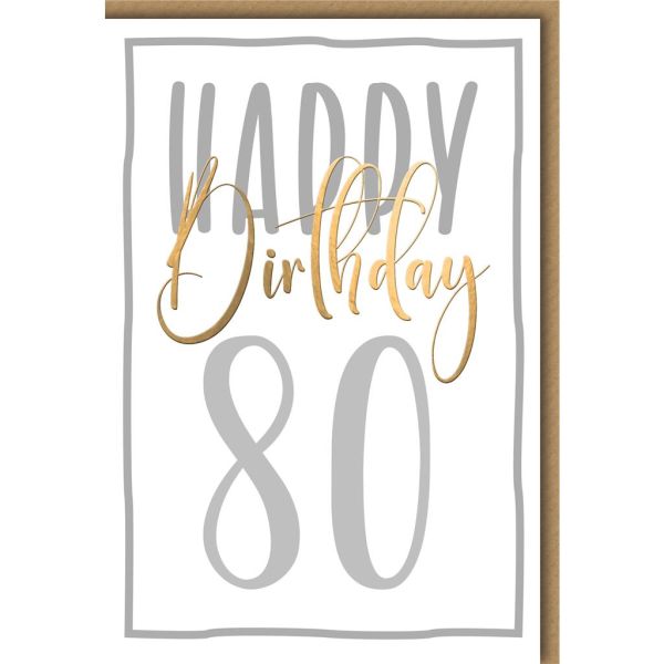 80. Geburtstag Glückwunschkarte mit Umschlag Happy Birthday
