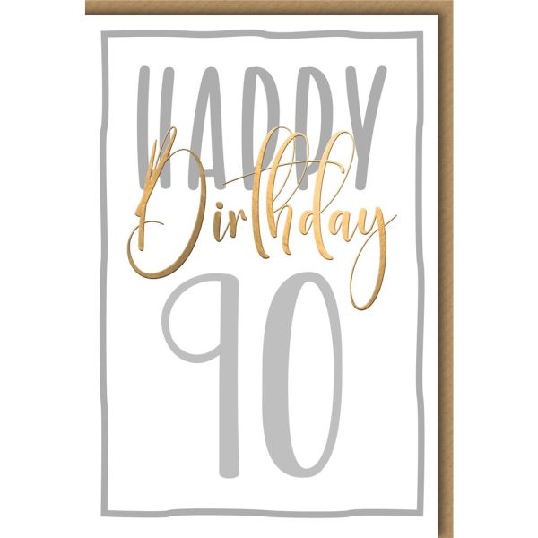 90. Geburtstag Glückwunschkarte mit Umschlag Happy Birthday
