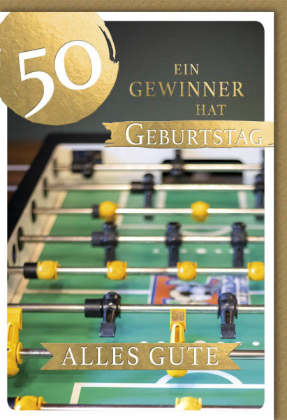 50. Geburtstag - Glückwunschkarte im Format 11,5 x 17 cm mit Umschlag - Ein Gewinner hat Geburtstag - Verlag Dominique