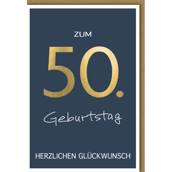50. Geburtstag Glückwunschkarte mit Umschlag Zum 50. Herzlichen Glückwunsch