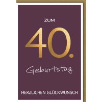 A 40. Geburtstag Glückwunschkarte mit Umschlag 40...