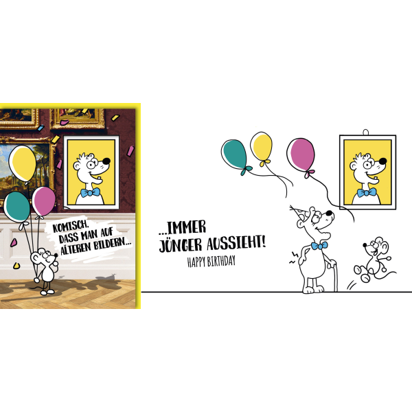 Geburtstag Glückwunschkarte mit Umschlag Humor, Auf älteren Bildern...