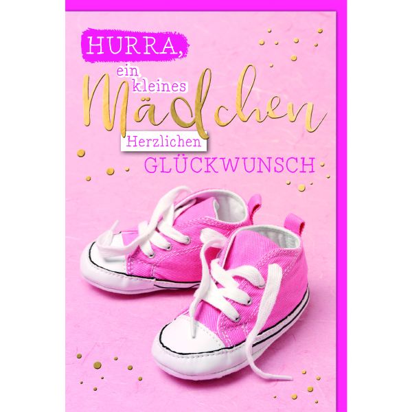 Geburt Baby Freudiges Ereignis Karte mit Umschlag Sneaker rosa