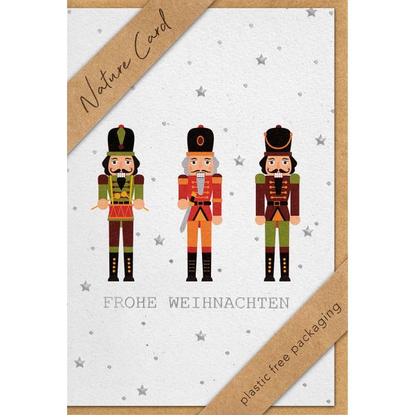 Weihnachten Nature Cards Handmade Glückwunschkarte mit Briefumschlag Nussknacker