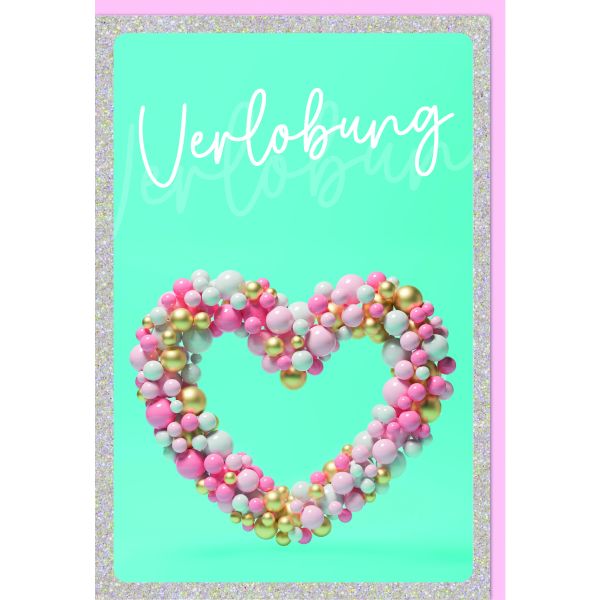 Verlobung Glückwunschkarte mit Umschlag Herz aus Luftballons