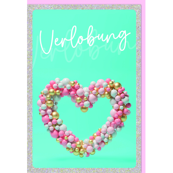 Verlobung Glückwunschkarte mit Umschlag Herz aus Luftballons