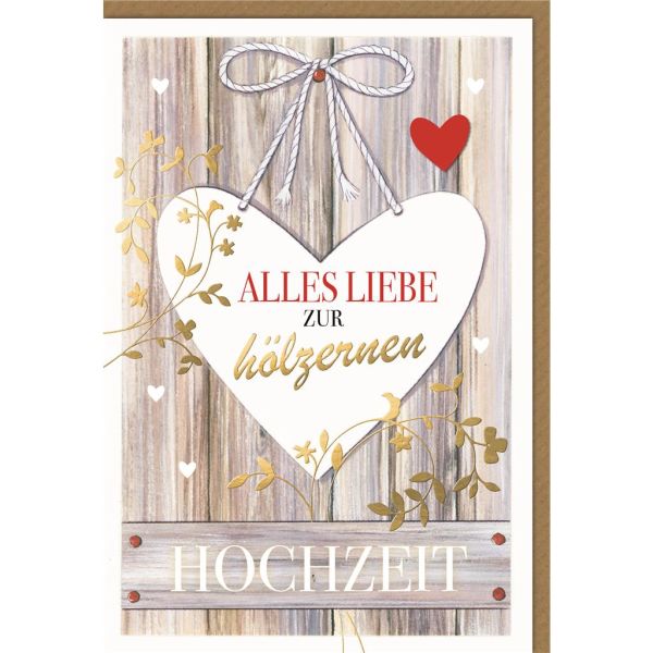 Hochzeitstag 5. Hochzeitstag Glückwunschkarte mit Umschlag Hölzerne Hochzeit Alles Liebe