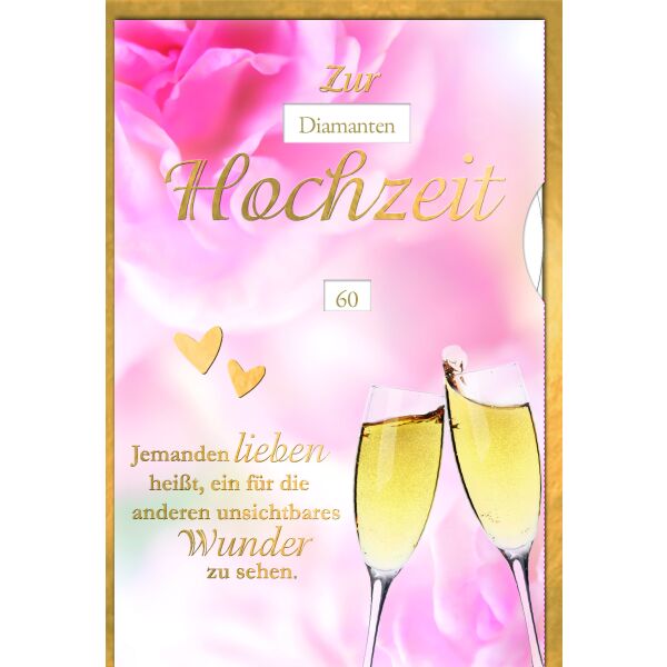 Hochzeitstag verstellbarer Hochzeitstag Glückwunschkarte mit Umschlag Sektgläser - Hölzerne Rubin Silber Gold Diamant Eiserne Hochzeit