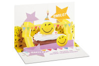 Geburtstag -  PopUp-Card - Klappkarte mit 3D-Innenleben - Grußkarte mit Briefumschlag im Format: 11,5 x 17 cm  - Hurra Hurra, heute feiern wir Geburtstag – Smiley