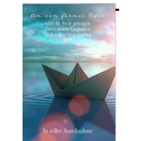 Trauer Beileid Kondolenzkarte mit Umschlag Papierboot auf...