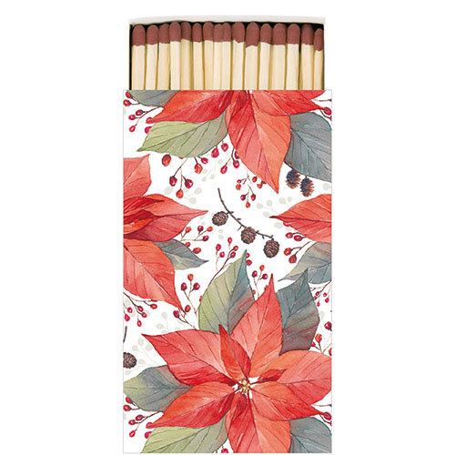 Weihnachten – Streichhölzer – Matches – Format: 6,5 x 11 cm – 45 Streichhölzer pro Packung – Poinsettia And Berries