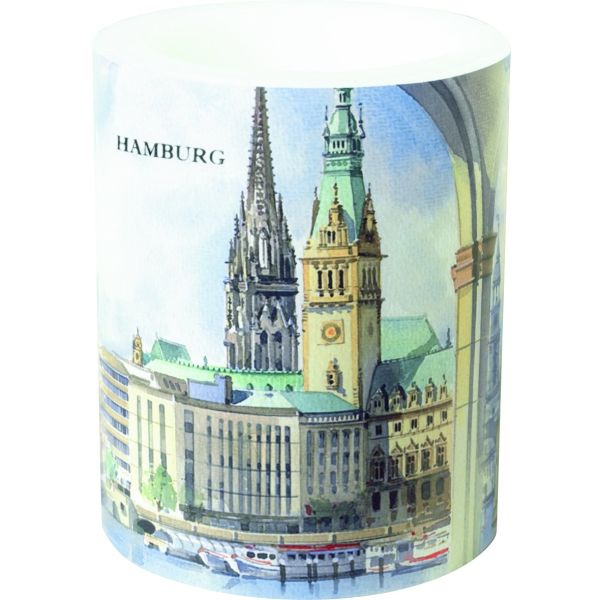 Hamburg Kerze - groß - Candle big - Windlicht - Motiv: Hamburg