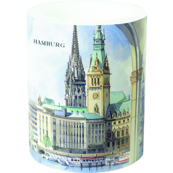Hamburg Kerze - groß - Candle big - Windlicht - Motiv: Hamburg