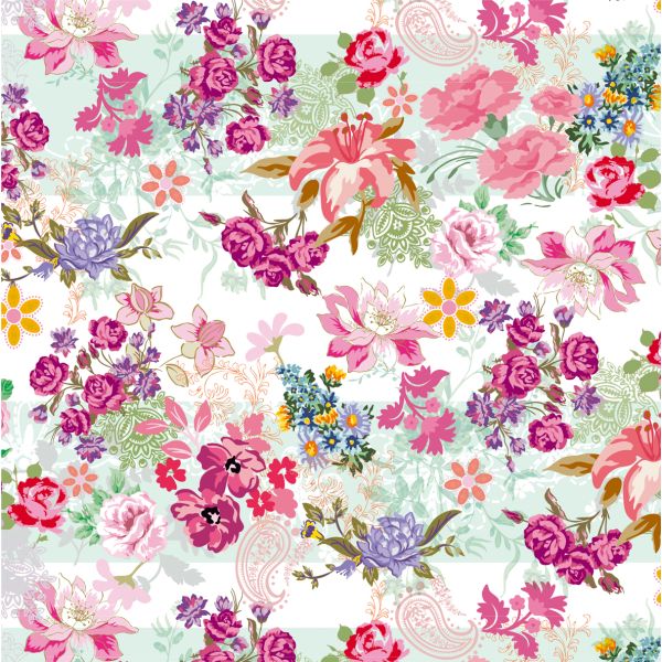Geschenkpapier - Kraftpapier - Röllchen - 70x150 cm - Blooming - bunte Blumen