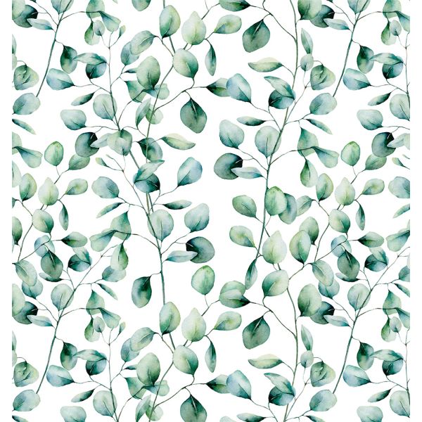 Geschenkpapier Röllchen 70x150 cm Eukalyptus floral weiß-grün