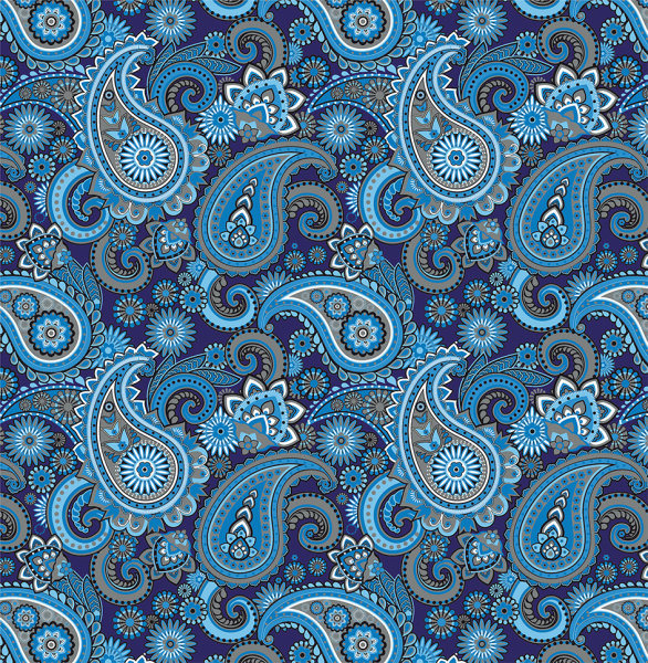 Geschenkpapier - Röllchen - 70x150 cm - Paisley blue - Muster