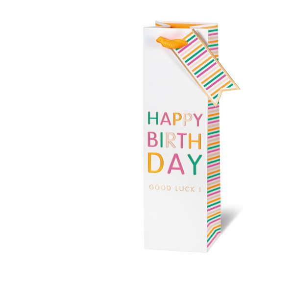 Tasche - Flaschen Format - 36x10,5x10 cm - NEON Happy Birthday