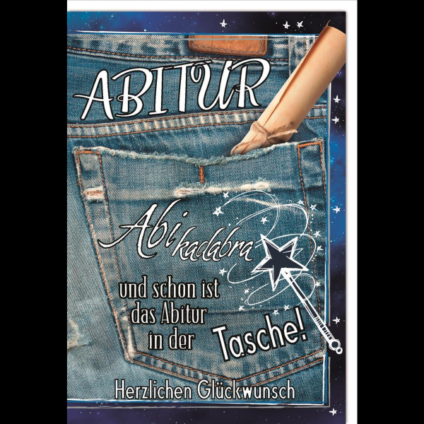 Abitur Glückwunschkarte mit Umschlag Jeans, Hosentasche