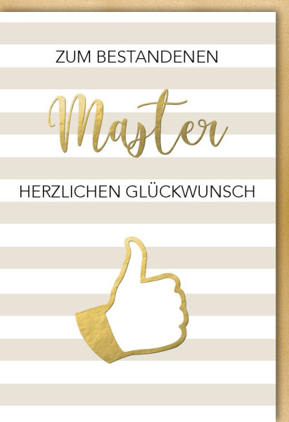 Master - Glückwunschkarte im Format 11,5 x 17 cm mit Umschlag - Zum bestandenen Master Daumen - Verlag Dominique