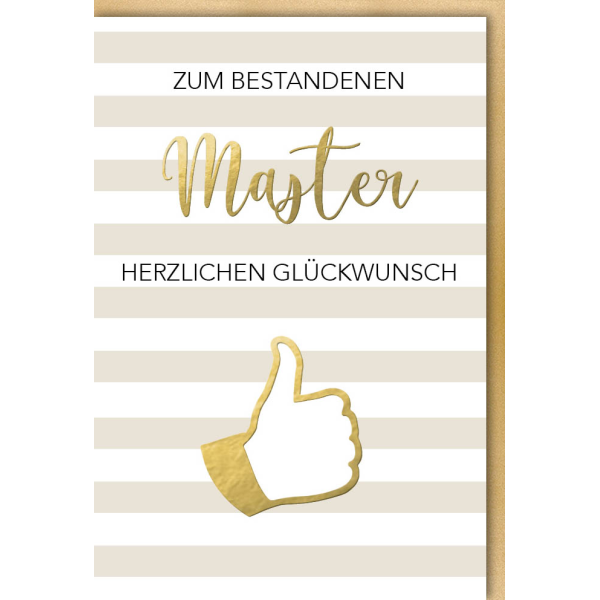 Master Glückwunschkarte mit Umschlag Zum bestandenen Master Daumen