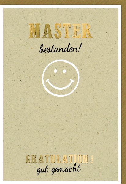 Master - Glückwunschkarte im Format 11,5 x 17 cm mit Umschlag - Smiley lächelnd - Verlag Dominique