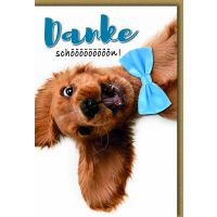 A Danke Karte mit Umschlag Hund mit Schleife
