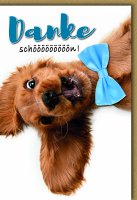 Danke - Karte mit Umschlag - Hund mit Schleife