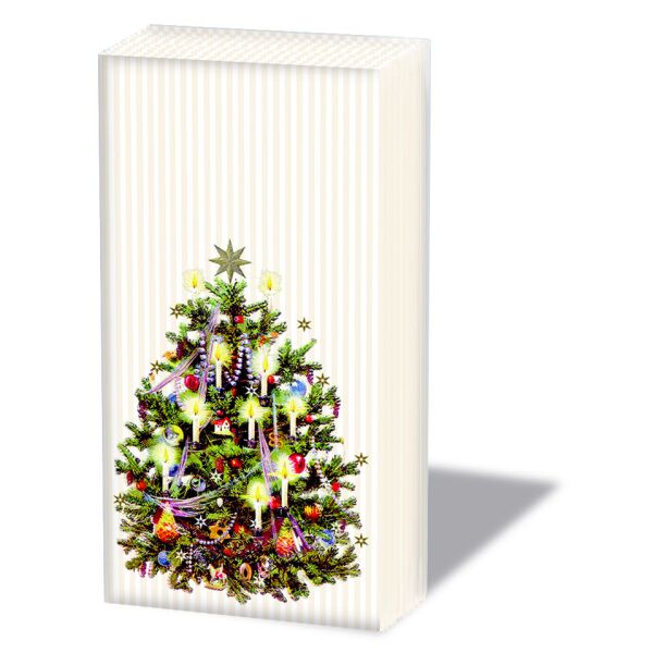 Weihnachten Taschentücher 21,5 x 22 cm 4-lagig á 10 Stück pro Packung X-Mas Tree Cream Weihnachtsbaum Creme