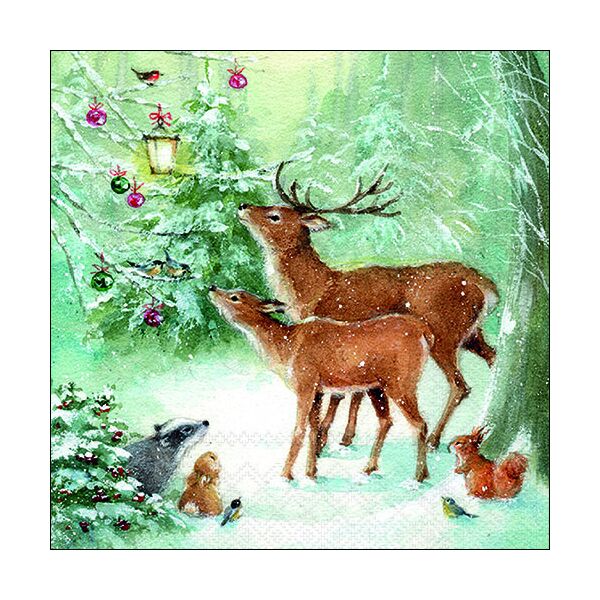 Weihnachten Servietten Format: 33 x 33 cm 3-lagig 20 Servietten Forest Celebration Waldfest
