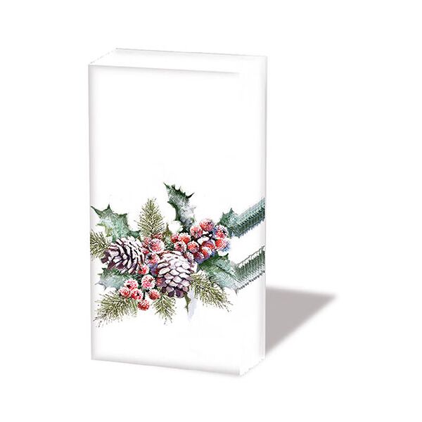 Weihnachten Taschentücher 21,5 x 22 cm 4-lagig á 10 Stück pro Packung Holly And Berries Stechpalme und Beeren