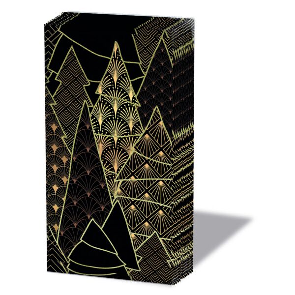 Weihnachten Taschentücher 21,5 x 22 cm 4-lagig á 10 Stück pro Packung Luxury Trees Black Luxus Bäume schwarz